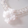 Fashion White Crystal Blume Aussage Halskette